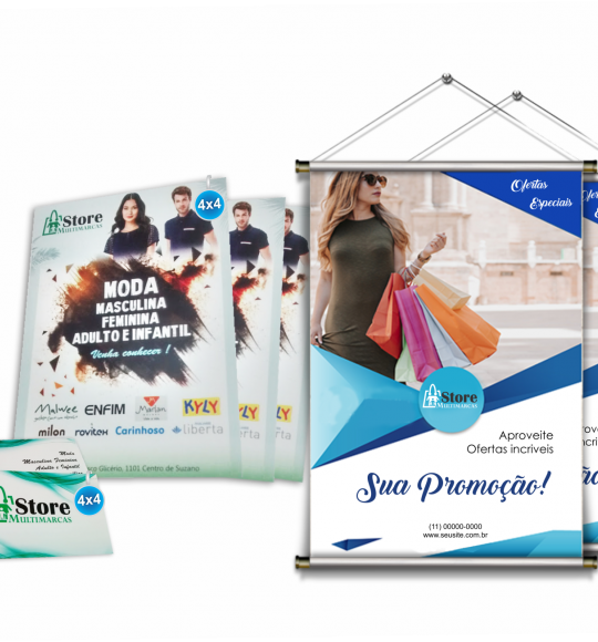 Combo - 1000 Cartões, 1000 Panfletos e 1 Banner