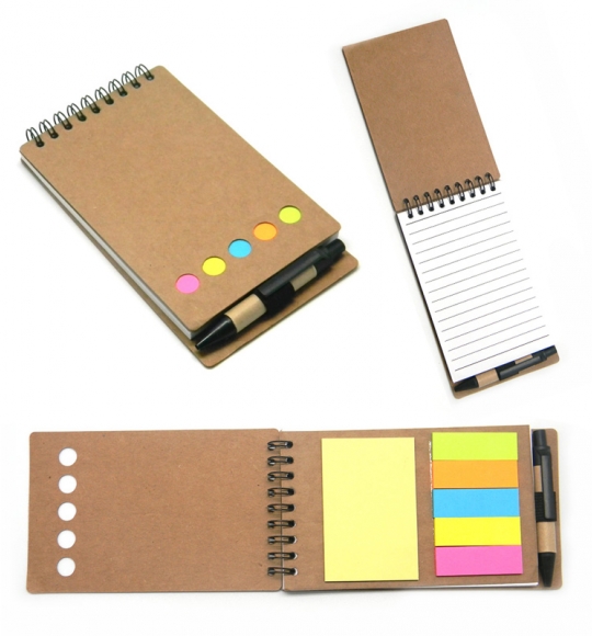 Bloco de Anotações com Caneta e Post-it