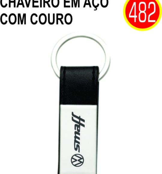 CHAVEIRO EM AÇO COM COURO