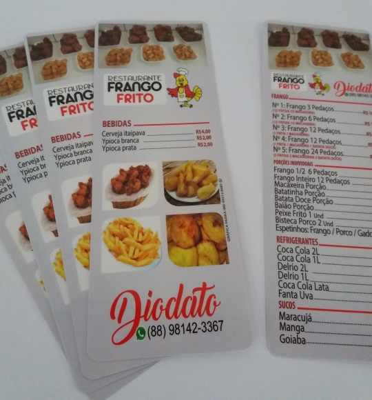 Cardápio PVC 11x31 cm 4x4