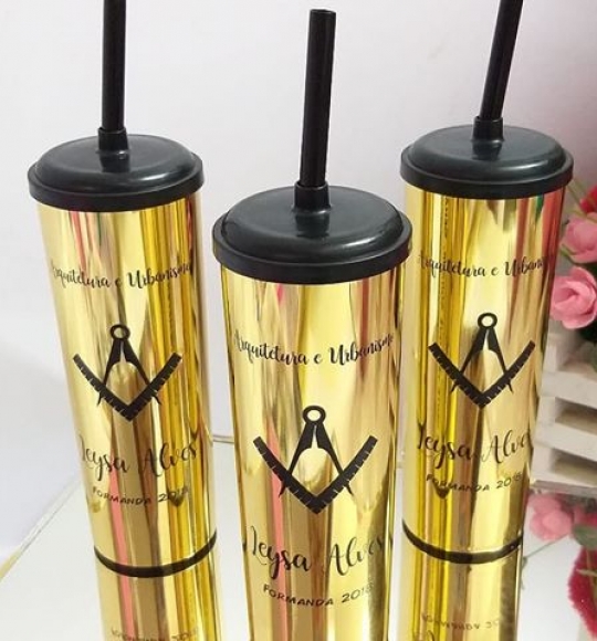 Copo Long Drink 350 ml Metalizado c/ Tampa Silk
