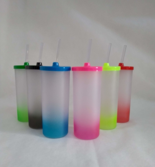 Copo Long Drink 350 ml Degrade c/  tampa  Silk