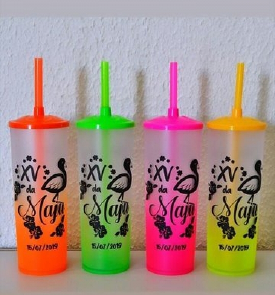 Copo Long Drink 350 ml Degrade c/  tampa  Silk
